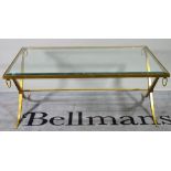 A modern gilt metal and glass rectangular coffee table, 121cm long.