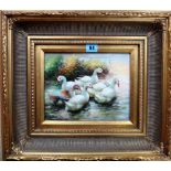 M. Hanson (20th/21st century), Ducks, oil on panel, signed, 19cm x 24cm.