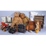 A quantity of early 20th toys, teddies and sundry, (qty).