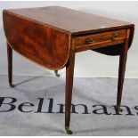A George III mahogany inlaid single drawer Pembroke table on tapering square supports,