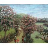 Sophie Strouve (b.1922), Le Chemin, oil on canvas, signed, inscribed verso, 37cm x 43.5cm.