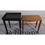 A modern black lacquer galleried side table,