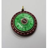 A lady's gilt and enamelled pendant powder compact, gilt within,