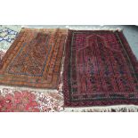 A Beluche prayer rug, the mehrab with columns of leave motifs, rising to leaf arch, leaf border,