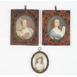 An 18th century portrait miniature on ivory depicting the Duchess of Hamilton,