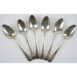 Silver table flatware, comprising; a pair of Old English pattern tablespoons,