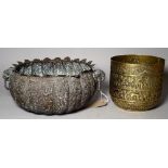 An Indian brass jardiniere,