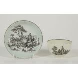 A Worcester porcelain teabowl and a matched saucer, circa 1760-65,