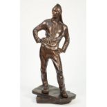 After C. Meunier (1831-1905), a late patinated bronze depicting a miner on a naturalistic base, 47.