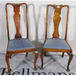 A set of eight Queen Anne style mahogany vase back dining chairs, 49cm wide x 104cm high, (8).