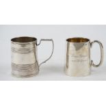 Silver, comprising: a George III christening mug of tapered cylindrical form,