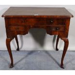 A late 18th century ash lowboy with three drawers about the knees, 80cm wide x 73cm high.