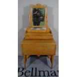 An early 20th century pine drop flap dressing table with rectangular mirror over single drawer,