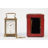A Swiss brass cased carriage clock, late 19th century, by Golay Fils and Stahl Geneve,