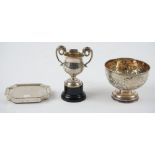 Silver and silver mounted wares, comprising; a circular pedestal bowl, with embossed floral,