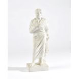 A Giustiniani biscuit figure, Naples, circa 1810, probably depicting a Greek philosopher,