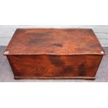 A George III elm rectangular lift top trunk, with visible dove tails, 78cm wide x 32cm high.