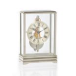 A Jaegar Le Coultre skeleton desk clock 'No 533' brushed and polished chrome rectangular case, 10.