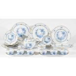 A Herend porcelain part tea service deocrated in the blue Chinese bouquet pattern,