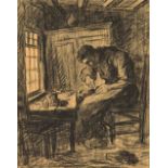 Manner of Vincent van Gogh, The Shoemaker, charcoal, bears a signature, 53.5cm x 42cm. Illustrated.