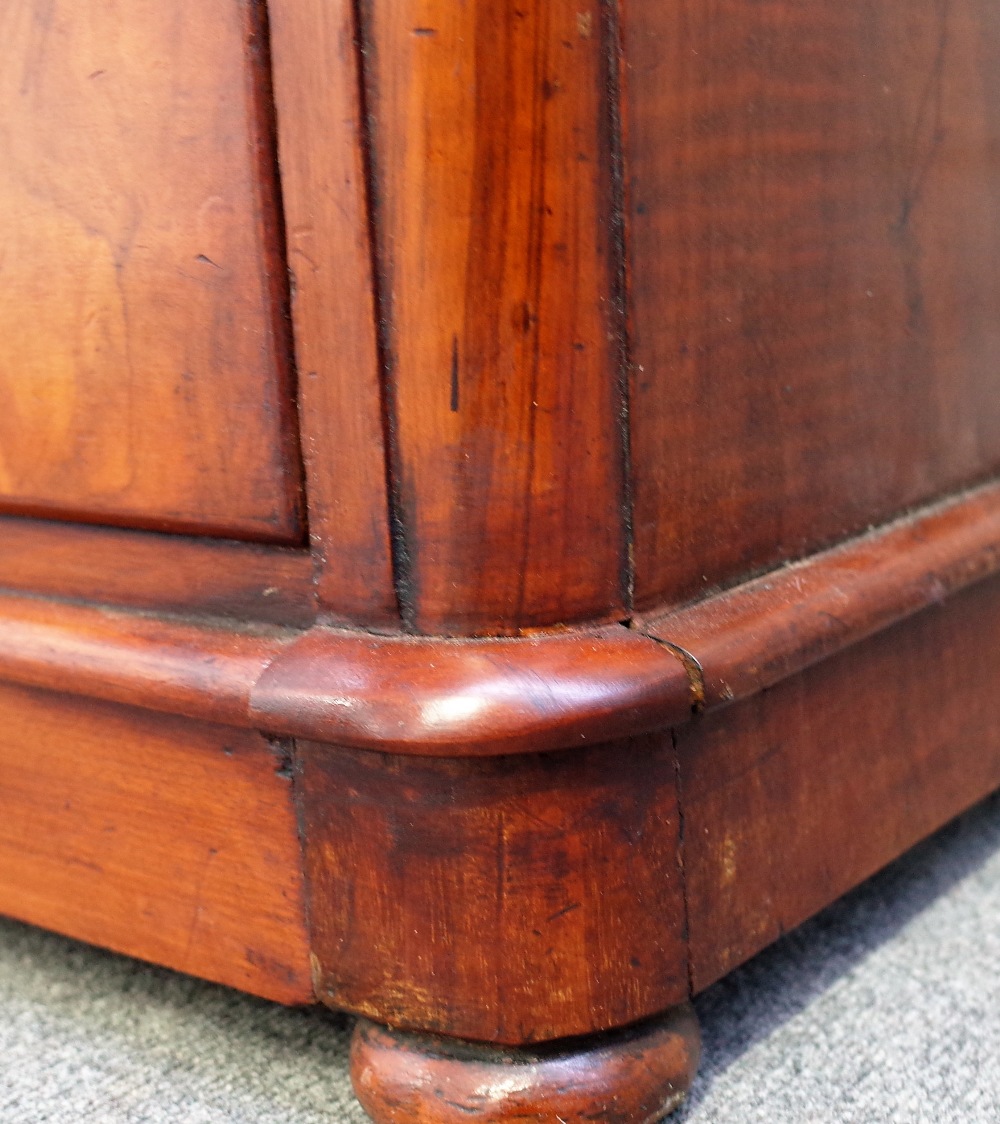 A Victorian figured walnut chest of two short and three long graduated drawers, on plinth base, - Image 3 of 3