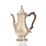 A George III silver coffee pot, of baluster form,