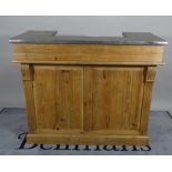 A 20th century pine bar with arrangement of shelves and wine racks,