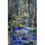 Theo Garmen (1924-1954), Cathedral, oil on paper, signed ' and indistinctly inscribed and dated,