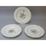 Three Chantilly porcelain plates, second half 18th century,