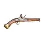 A Tower flintlock pistol, circa 1850, with circular steel barrel, 23cm,