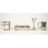Silver, comprising; an Irish christening mug, in a Celtic inspired design, Dublin 1941,