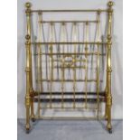 A late Victorian brass single bed, 107cm wide x 158cm high.