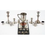 Silver and silver mounted wares, comprising; six coffee spoons with a case,