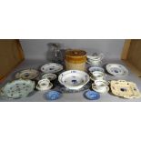 Ceramics, including; a Wedgewood part dinner and tea service with blue floral decoration,