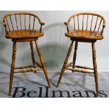 A pair of 20th century ash and elm bar stools, 49cm wide x 97cm high, (2).