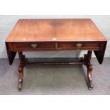 A late George III mahogany drop flap sofa table, with pair of frieze drawers,