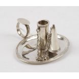 A George III silver chamber candlestick, of oval form,
