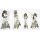 Silver rat tail pattern table flatware, comprising; six tablespoons,