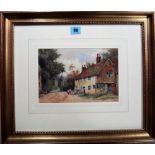 A. W. Head (early 20th century), Figures by a cottage, watercolour, signed, 16cm x 24cm.