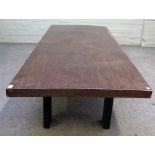 A 19th century Eastern low table, the single slab rectangular hardwood top,