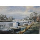 William Barnes (20th century), Twickenham Ferry; Richmond Bridge, two watercolours, both signed,