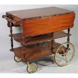 A Victorian style mahogany three tier serving trolley, 84cm wide x 74cm high.