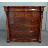 An early Victorian mahogany bowfront chest, with cushion frieze drawer,