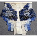 Elda Abramson (Contemporary British)"Blue Angel", tapestry weaving, mounted on a wooden batten,