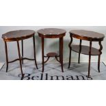 A group of three Edwardian mahogany occasional tables, the largest 54cm wide x 72cm high.