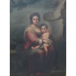 After Bartolome Esteban Murillo, Madonna and child, oil on canvas, 88cm x 75cm.
