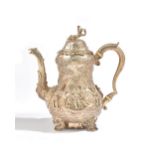 A Victorian silver coffee pot, of baluster form,
