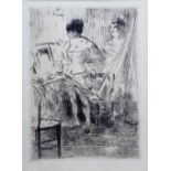 Jean Louis Forain (1852-1931), Bar scene; Dressing room, a pair of etchings, each 16cm x 11.5cm.