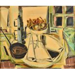 Manner of Claude Venard, Still life, oil on canvas, bears a signature, inscribed on label verso,