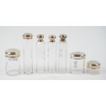 A group of seven European glass toilet bottles and jars,